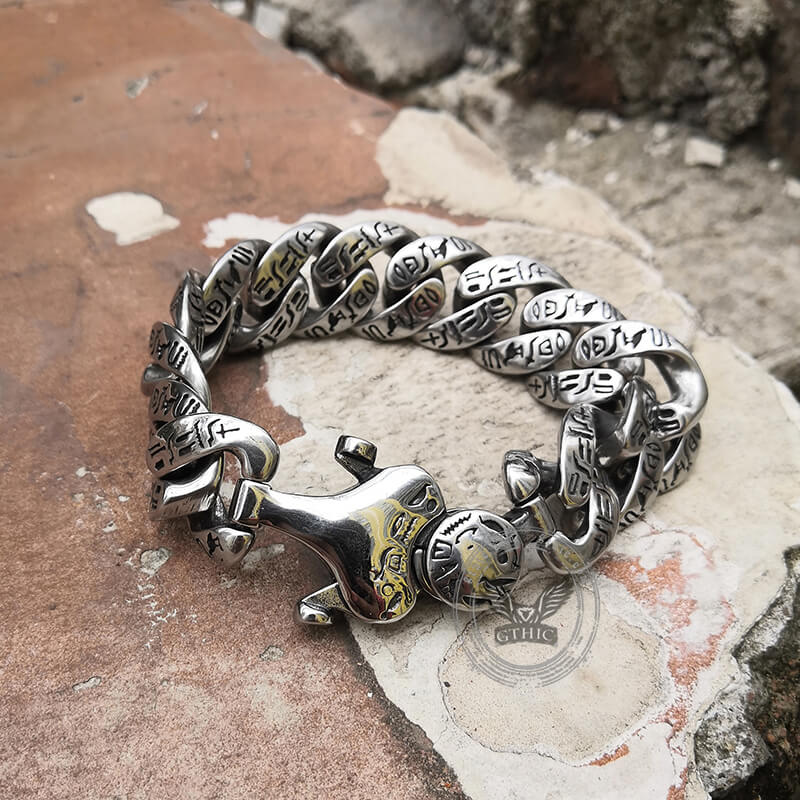 Pulsera de acero inoxidable con jeroglíficos del Antiguo Egipto