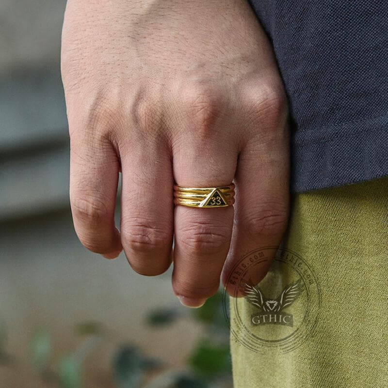 Anillo de acero inoxidable con el número angelical 33