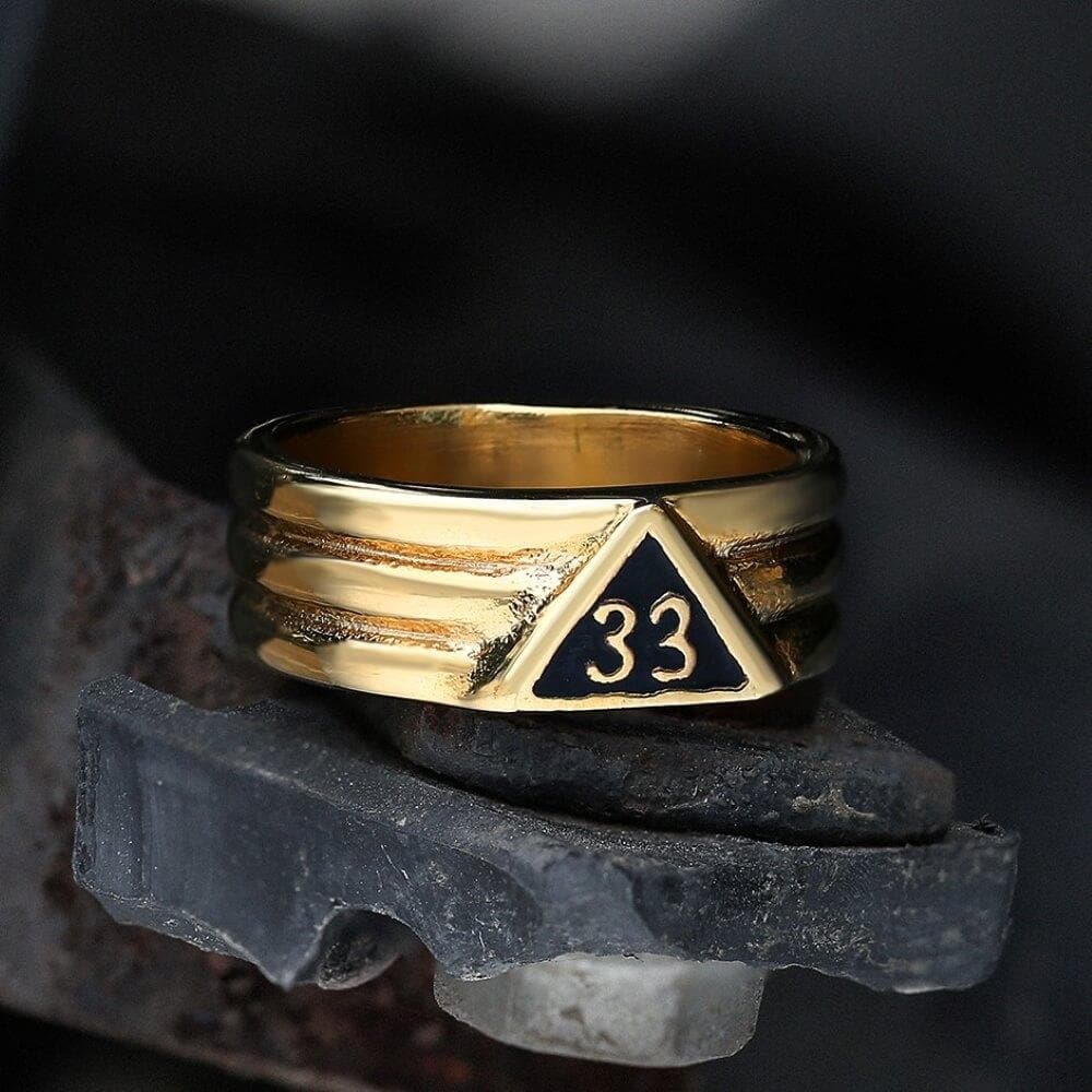 Anillo de acero inoxidable con el número angelical 33