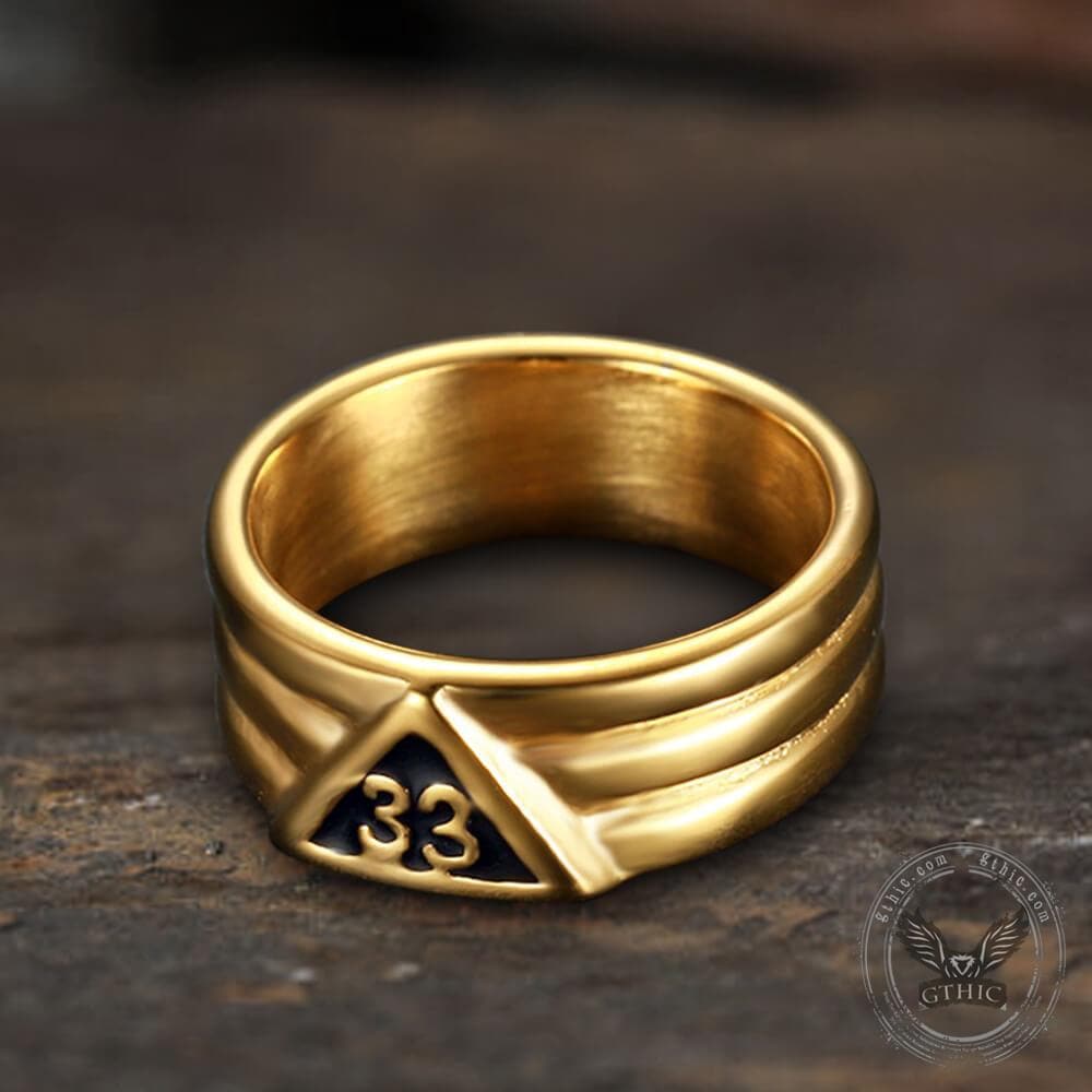 Anillo de acero inoxidable con el número angelical 33
