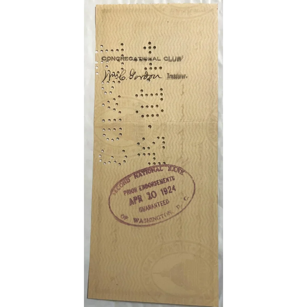 Rare Riggs National Bank Check from Early 1900s America