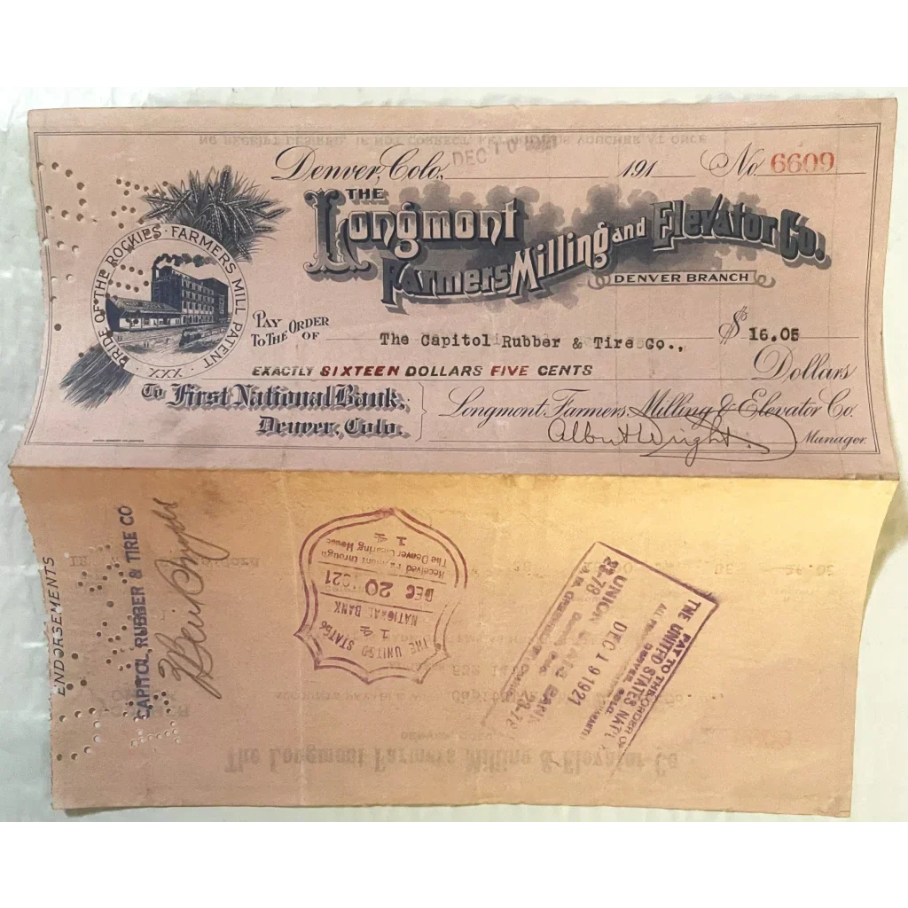 Rare 1921 Longmont Farmers Milling Voucher Check Unearthed
