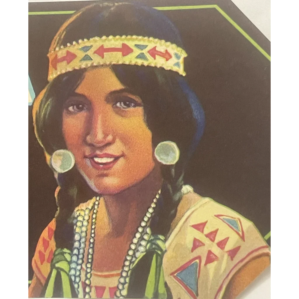 Rare 1930s Umatilla Crate Label Showcases Native American Beauty