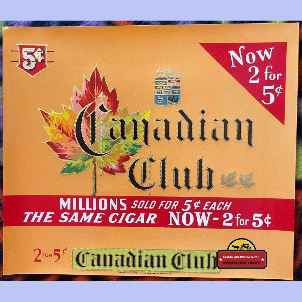 Rare Antique Canadian Club Maple Leaf Cigar Label Unearthed