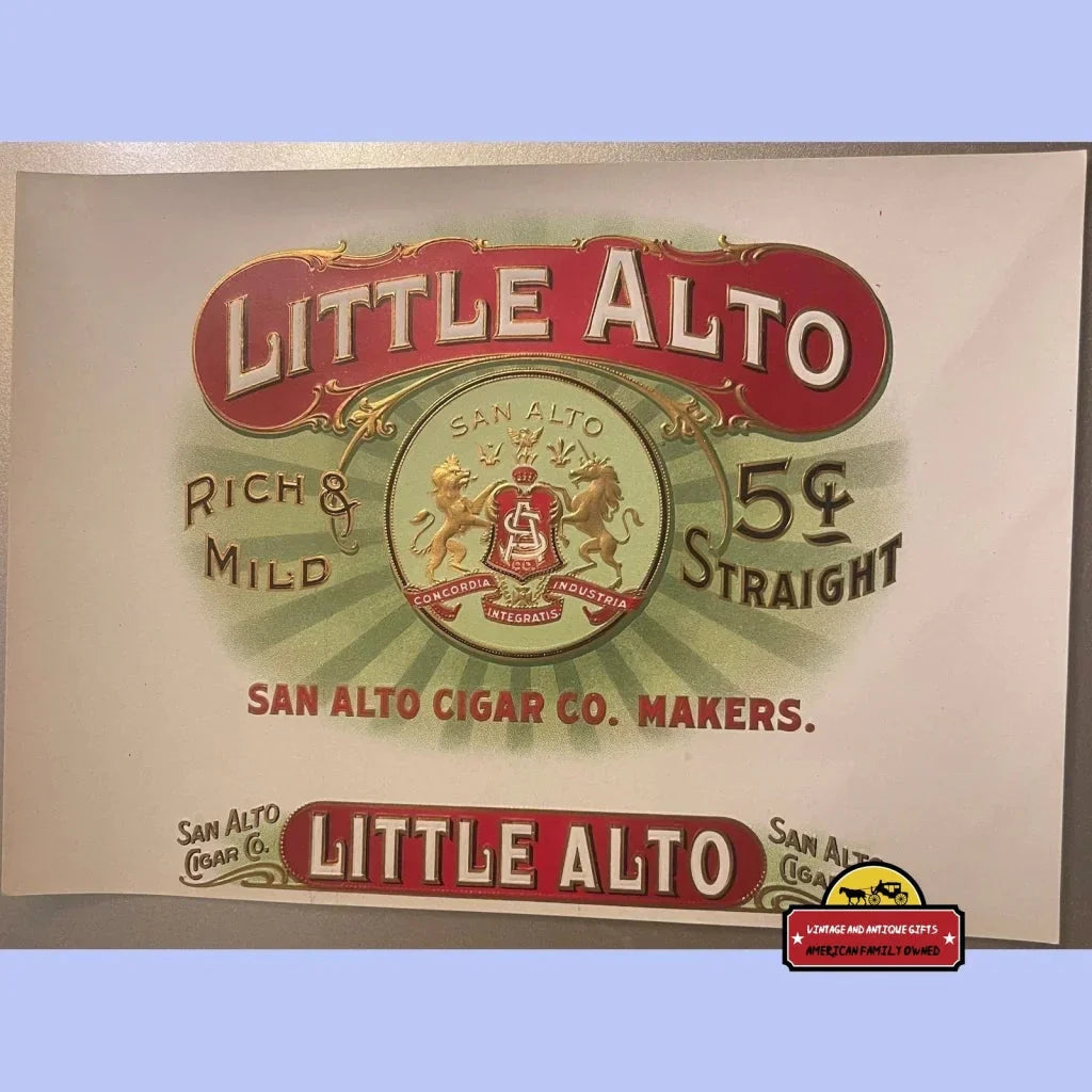 Rare Embossed Little Alto Antique Vintage Cigar Label