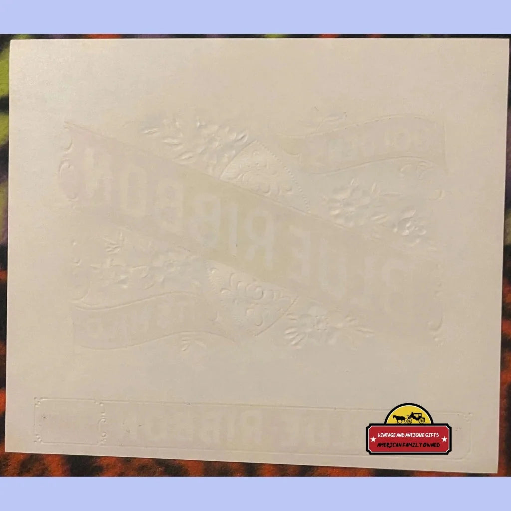 Rare Antique Vintage Blue Ribbon Embossed Cigar Label from Golden's