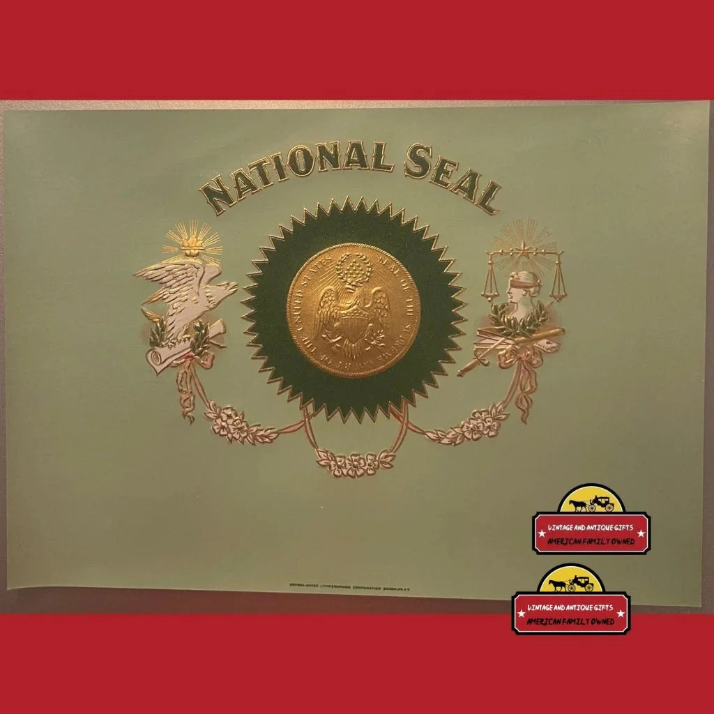 Rare Antique National Seal Cigar Label Embossed Supreme Court Art