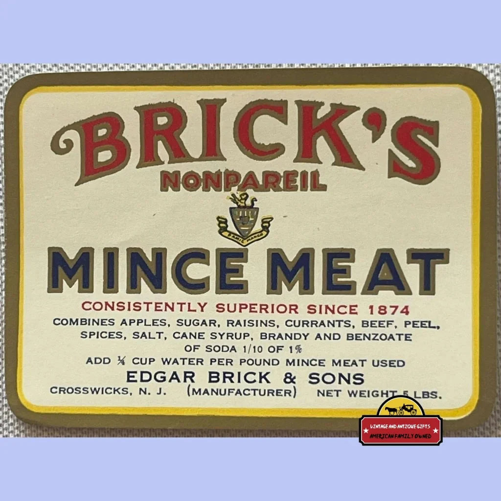 Antique Nonpareil Mince Meat Label Adds Festive Nostalgia