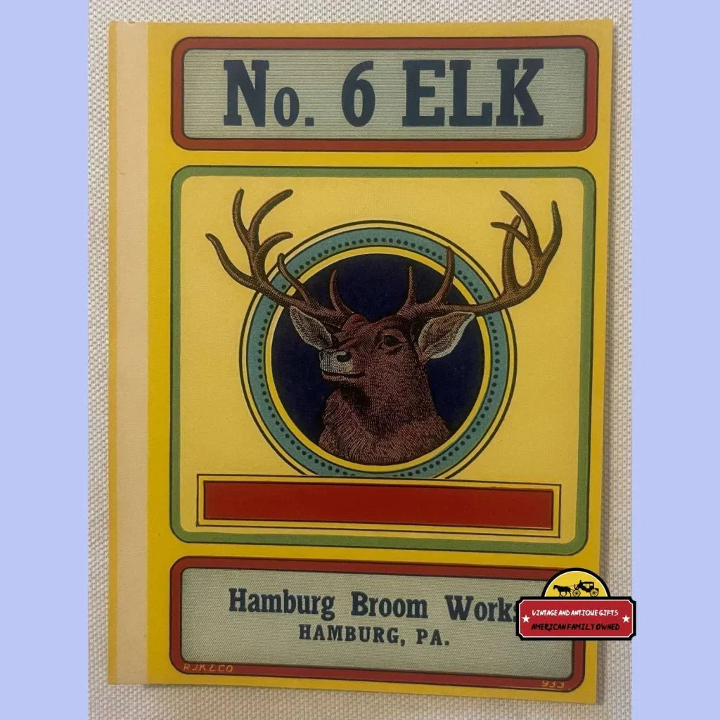 Rare Elk Broom Label Brings 1920s Americana to Life