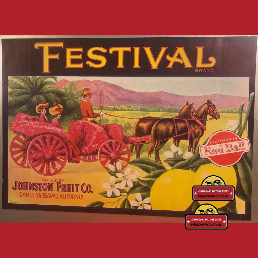 Rare 1930s Festival Crate Label from Santa Barbara Fruit Company