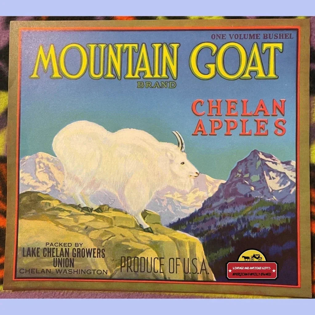 Rare 1930s Mountain Goat Crate Label from Chelan Washington