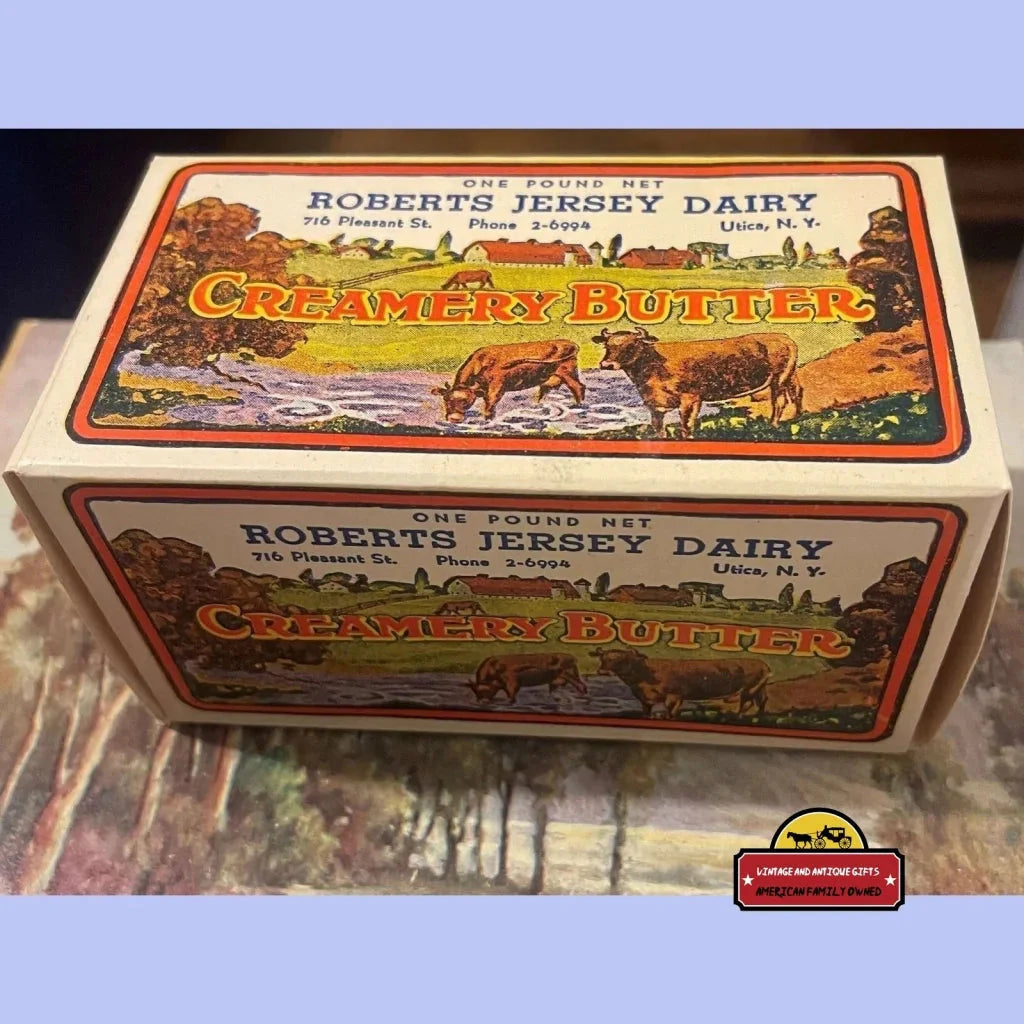 Rare 1930s Antique Vintage Roberts Jersey Butter Box Farm Scene