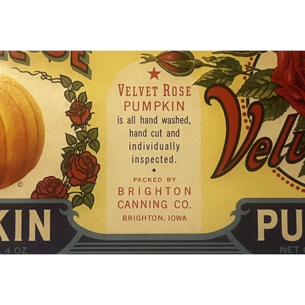 Rare Antique Vintage 1930s Velvet Rose Can Label from Iowa Farm