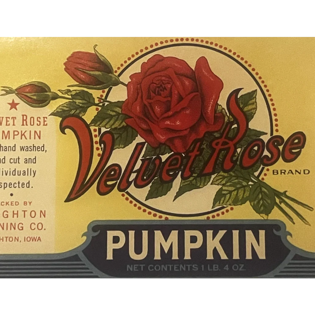 Rare Antique Vintage 1930s Velvet Rose Can Label from Iowa Farm