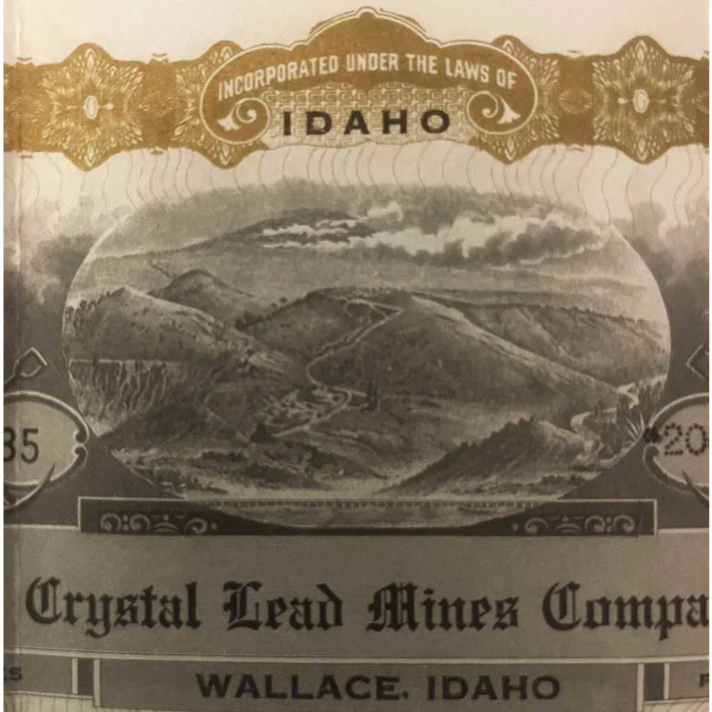 Rare Antique Crystal Lead Mines Stock Certificate from 1946 Idaho