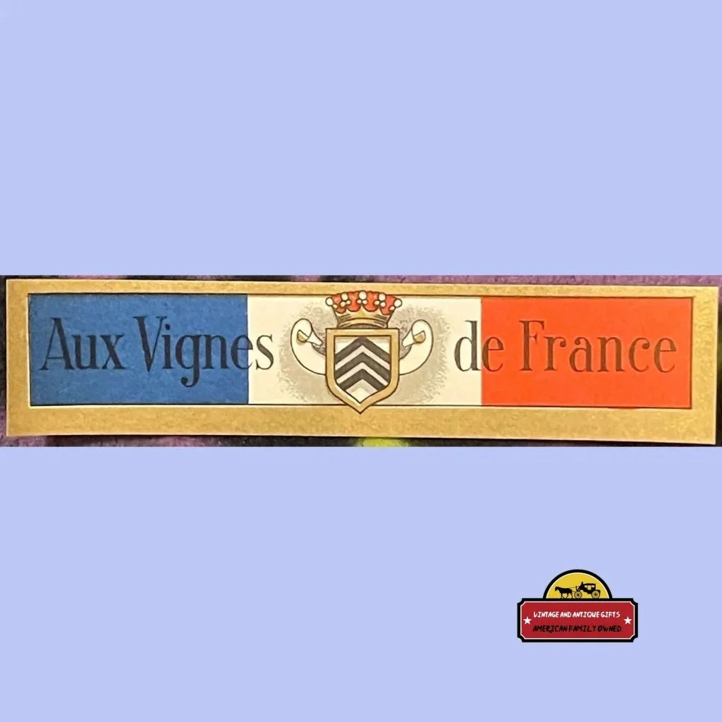 Rare Antique Vintage Aux Vignes French Wine Label from the 1920s