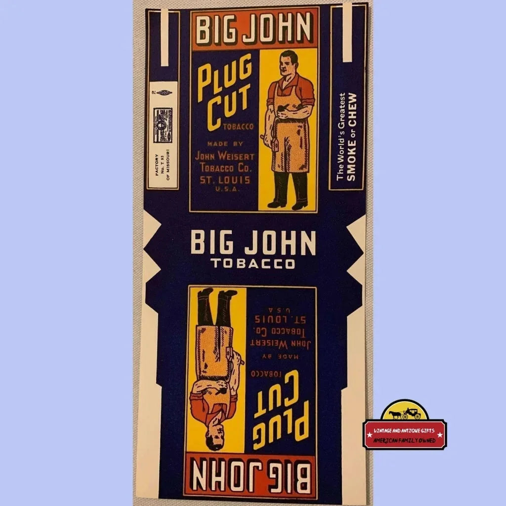 Rare Big John Plug Cut Tobacco Label from St Louis