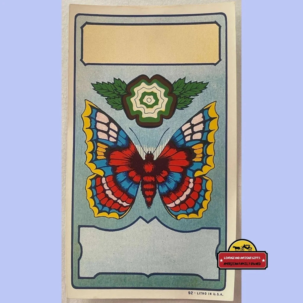 Rare Antique Vintage Butterfly Broom Label Nostalgic Collectible