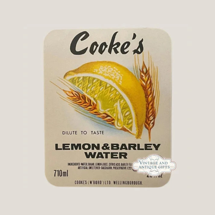 Antique Vintage Cooke's 1940s Lemon Barley Water Label