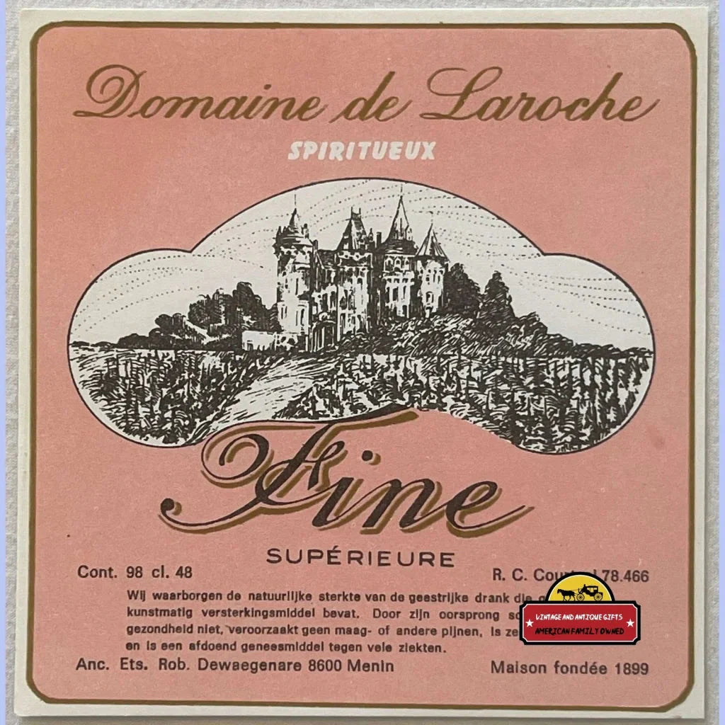 Rare 1930s Laroche Spiritueux Label Showcases Elegant Castle