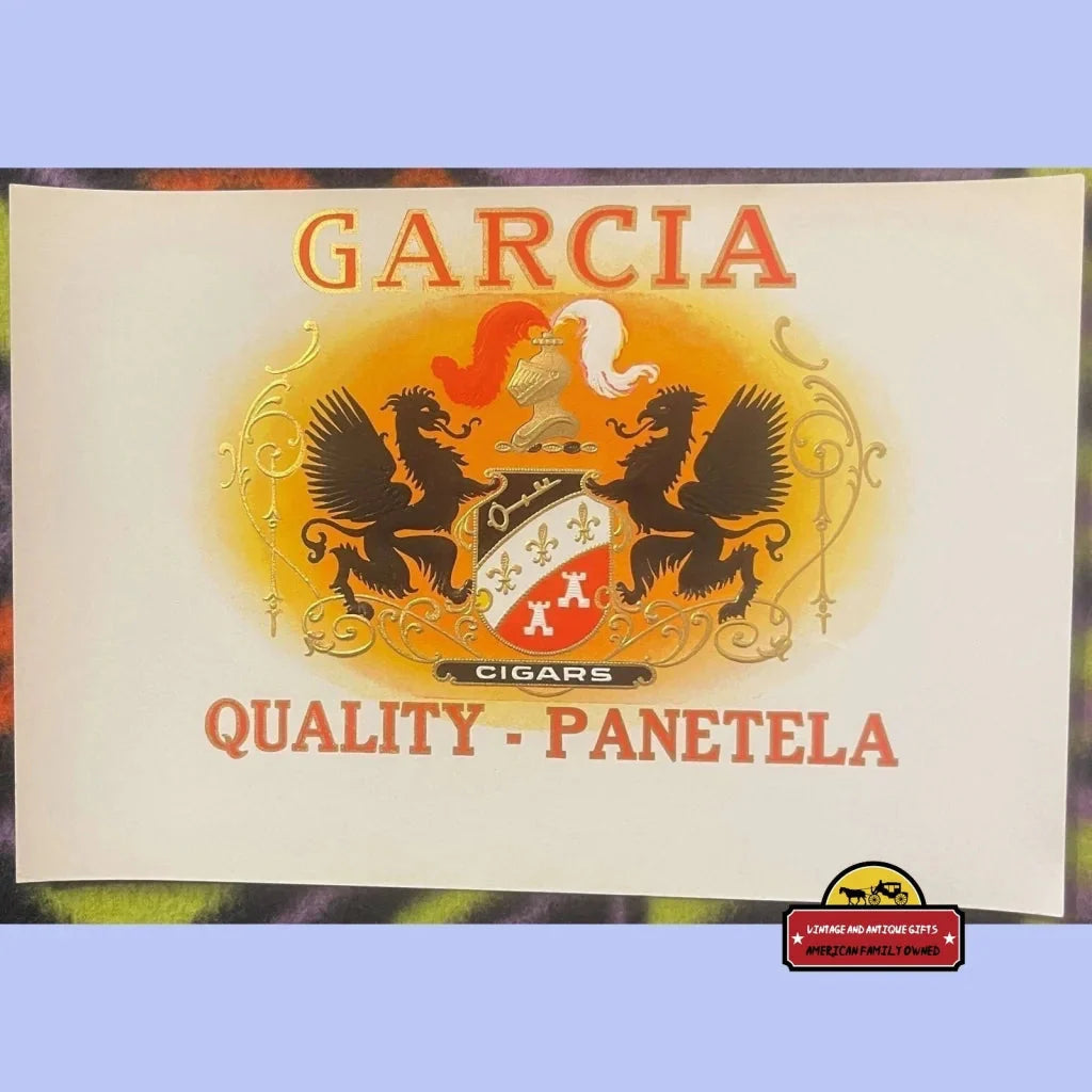 Rare Garcia Antique Vintage Cigar Label from Early 1900s
