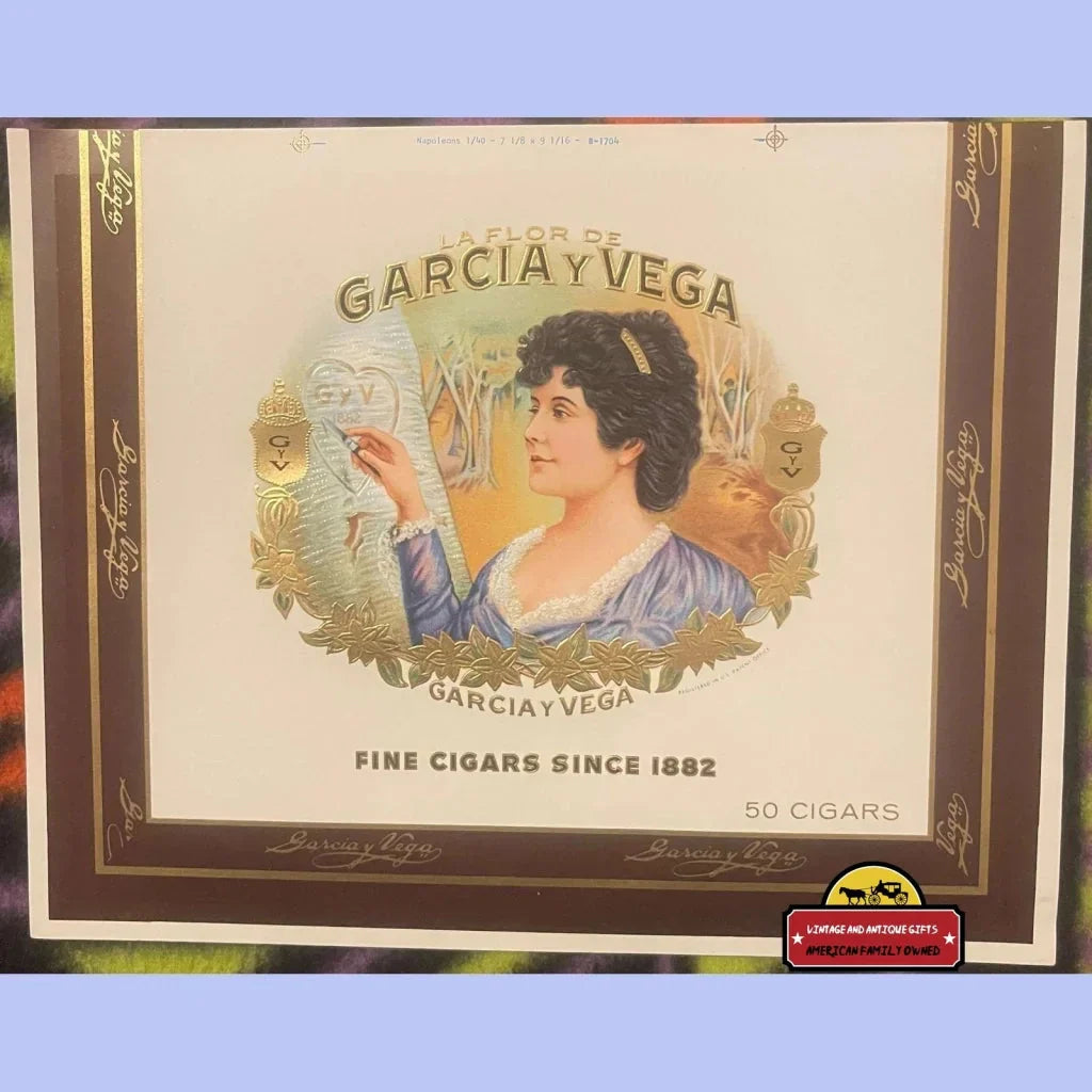 Rare Antique Vintage Garcia y Vega Embossed Cigar Label from Tampa