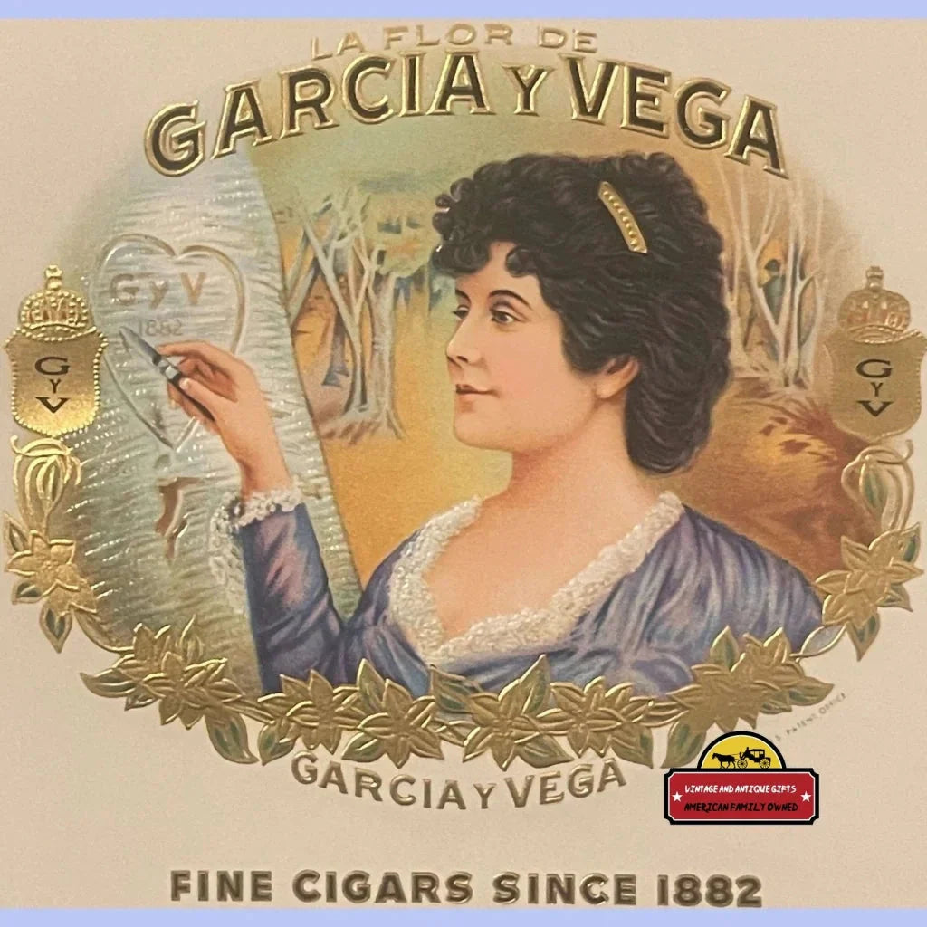 Rare Antique Vintage Garcia y Vega Embossed Cigar Label from Tampa