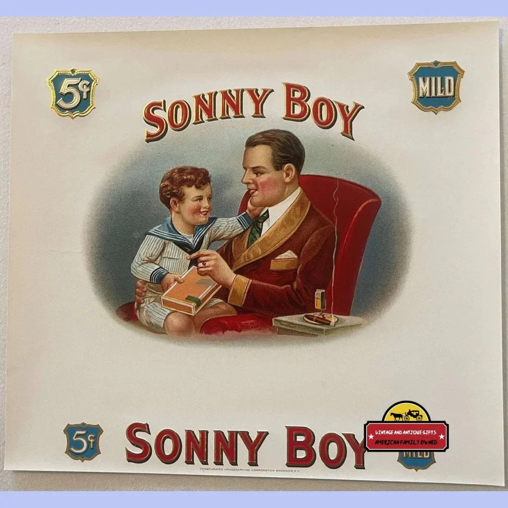 Rare Sonny Boy Embossed Cigar Label Bursts with Vintage Charm