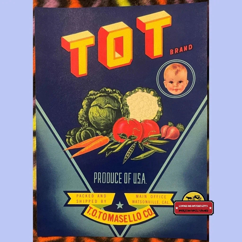 Rare Antique Vintage Tot Crate Label Collectible Treasure