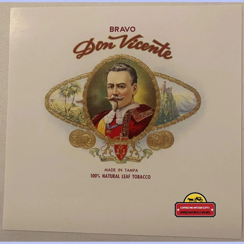 Rare Antique Vintage Don Vincente Cigar Label from 1900s Tampa