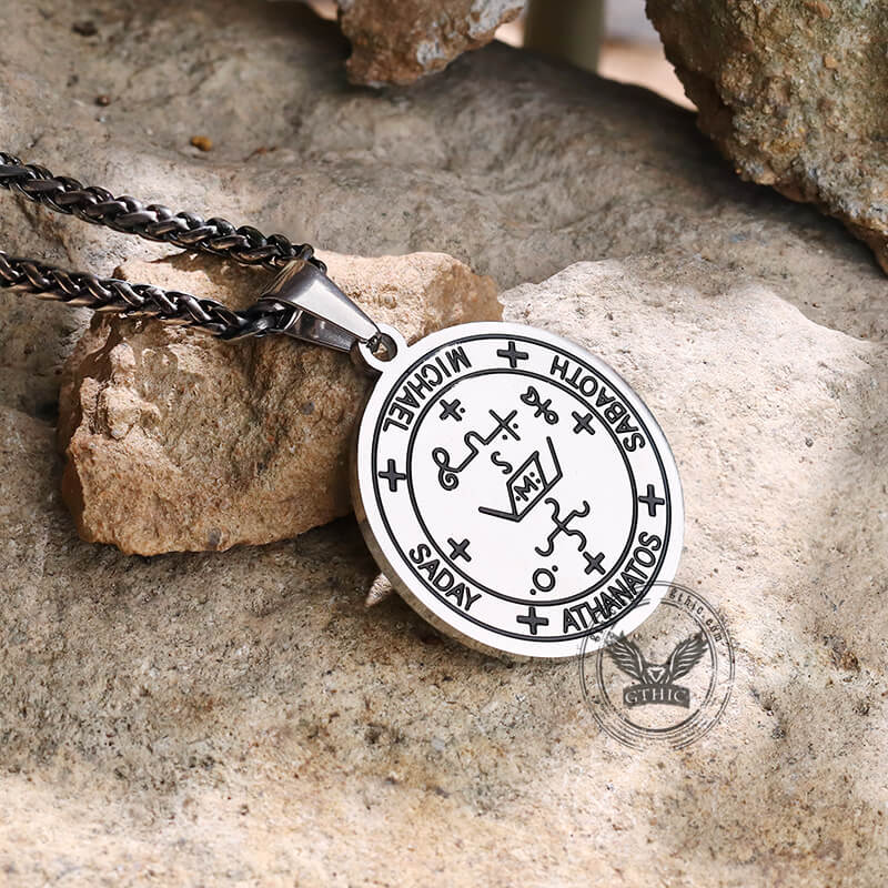 Colgante de acero inoxidable con el sello de Salomón del Arcángel Miguel
