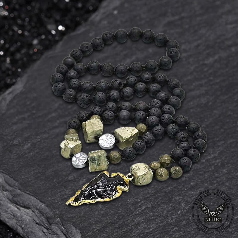 Colgante vikingo de piedra natural con forma de flecha de 83 cm