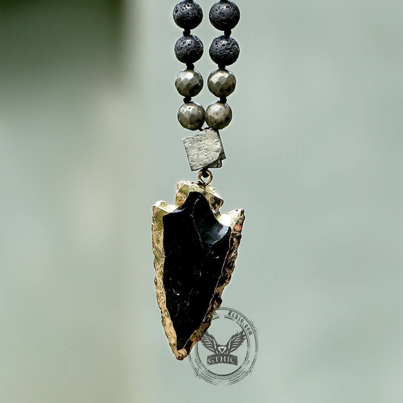 Colgante vikingo de piedra natural con forma de flecha de 83 cm