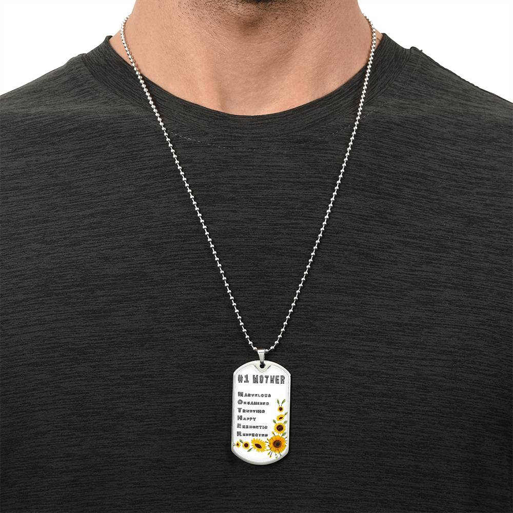 #1 Mother Personalized Dogtag Necklace White Mothers Day Gift - Army Tag Necklace, Dog Tag Necklace