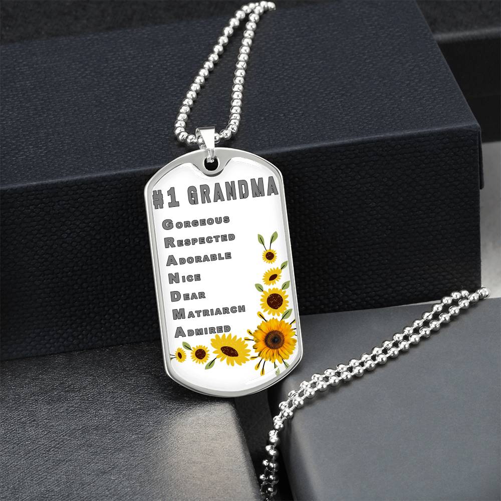 #1 Grandma Personalized Dogtag Necklace White Mothers Day Gift - Army Tag Necklace, Dog Tag Necklace