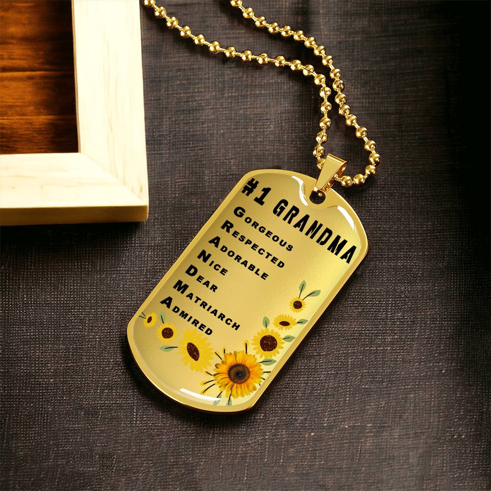 #1 Grandma Personalized Dogtag Necklace Gold Mothers Day Gift - Army Tag Necklace, Dog Tag Necklace