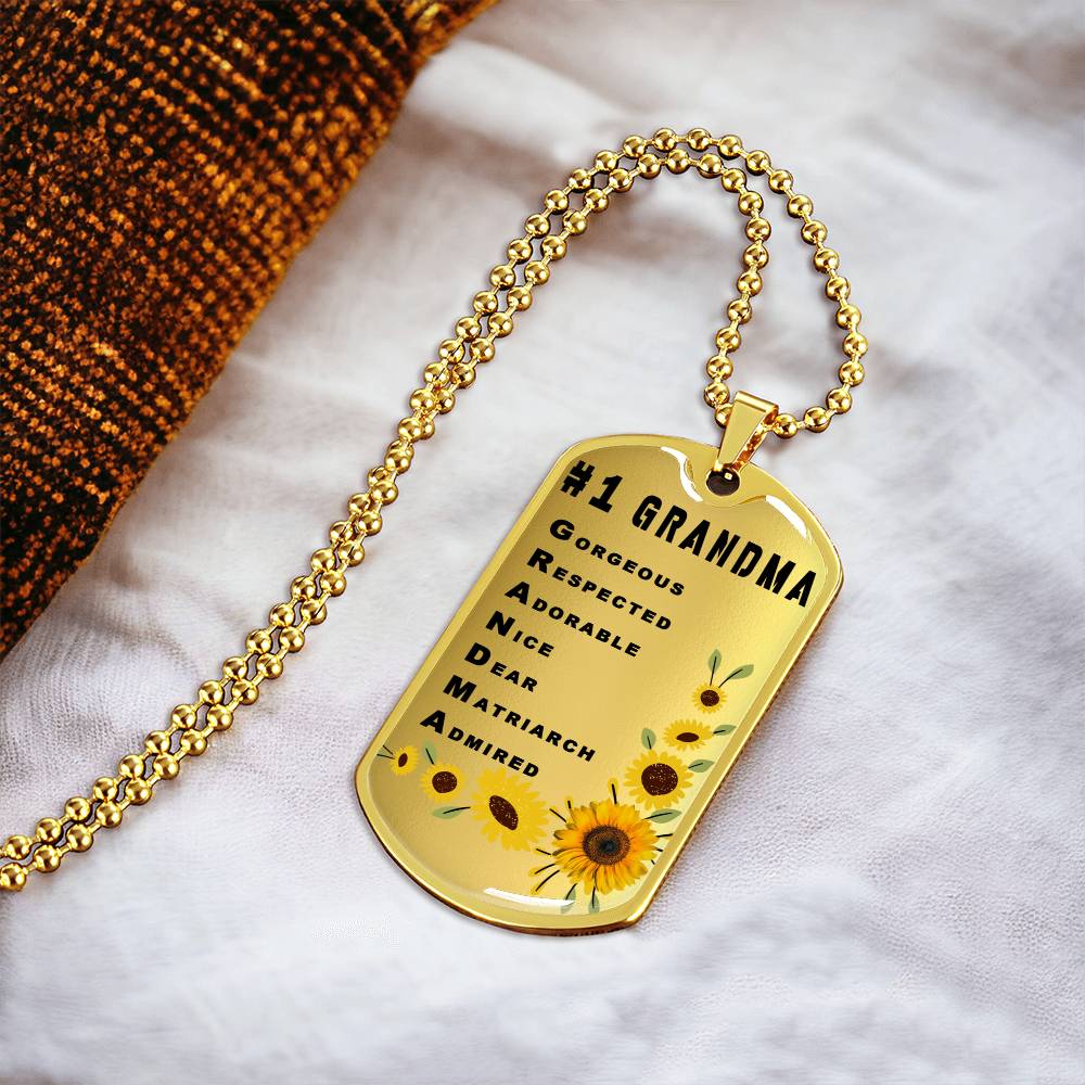 #1 Grandma Personalized Dogtag Necklace Gold Mothers Day Gift - Army Tag Necklace, Dog Tag Necklace
