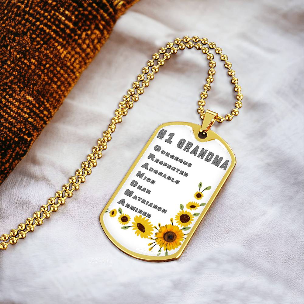 #1 Grandma Personalized Dogtag Necklace White Mothers Day Gift - Army Tag Necklace, Dog Tag Necklace