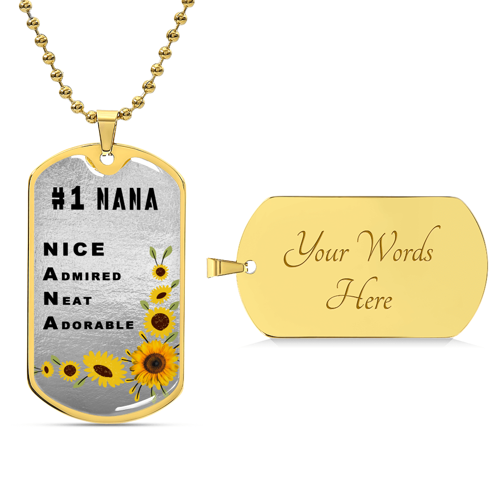 #1 Nana Personalized Dogtag Necklace Silver Mothers Day Gift - Army Tag Necklace, Dog Tag Necklace