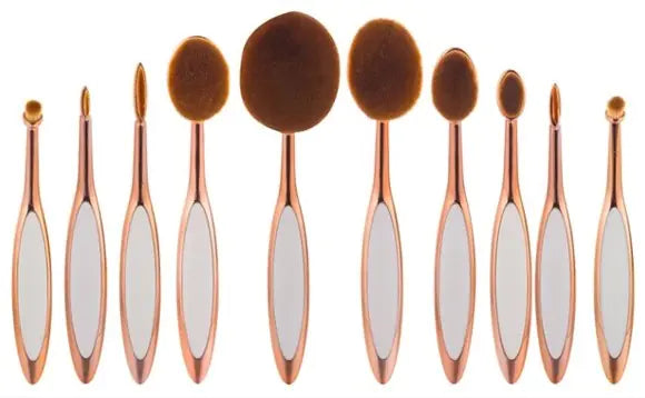 Beauty Experts Set of 10 Oval Beauty Brushes - Lootquake