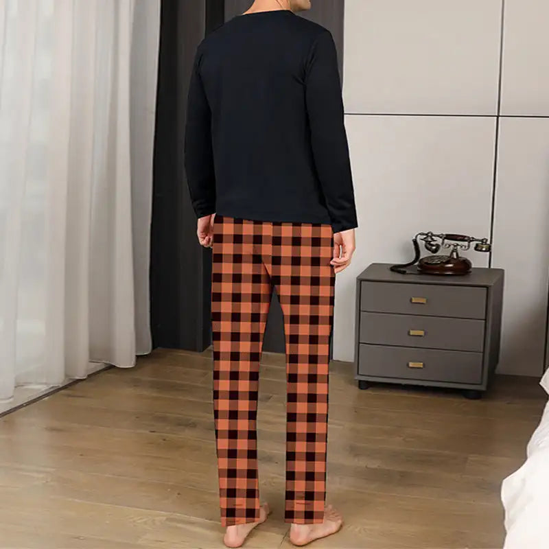 Ice Silk Long Sleeve Long Pants Men's Pajama Set - Lootquake