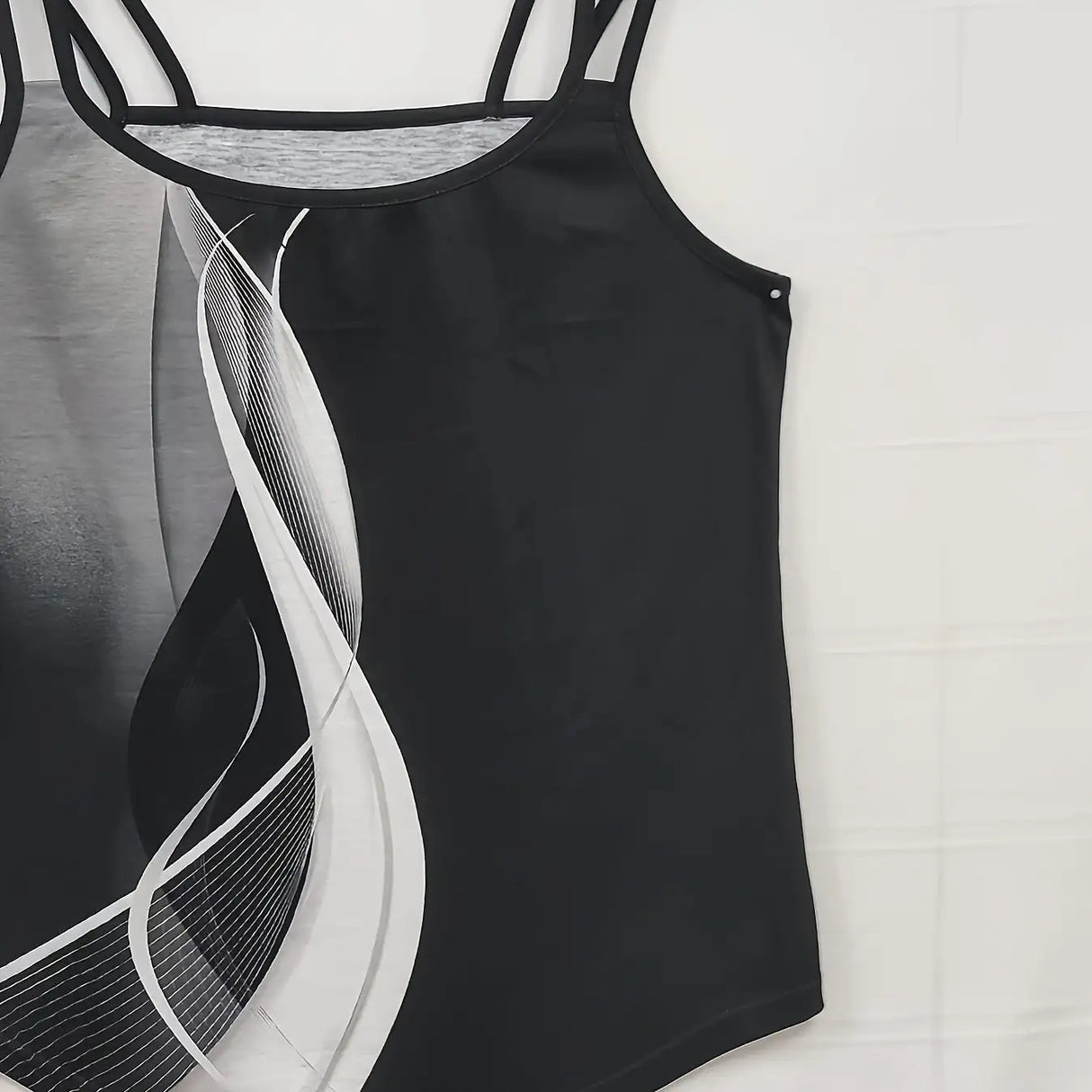 Ladies' Contrasting Color Geometric Print Loose Casual Slim Double Design Casual Style Suspender - Lootquake