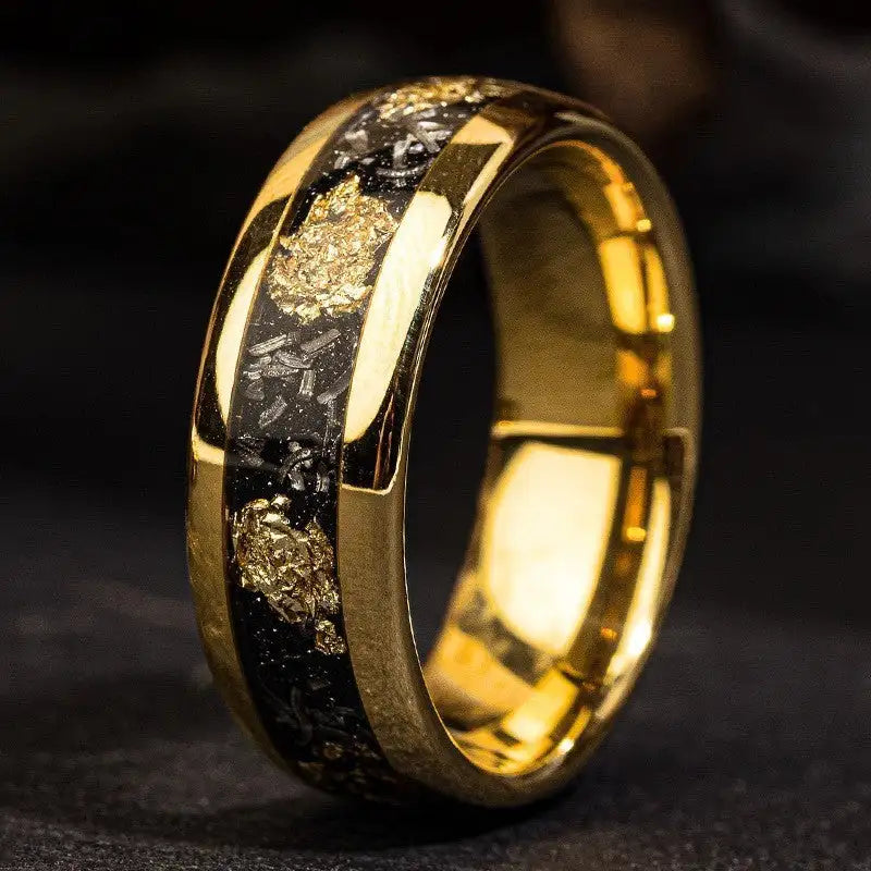 Fashion Men's Gold Starry Stainless Steel Ring - Lootquake