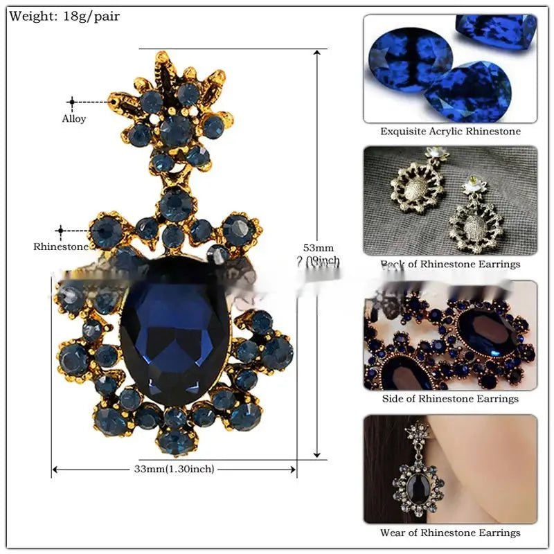 European And American Fashion Cool Vintage Sapphire Stud Earrings - Lootquake