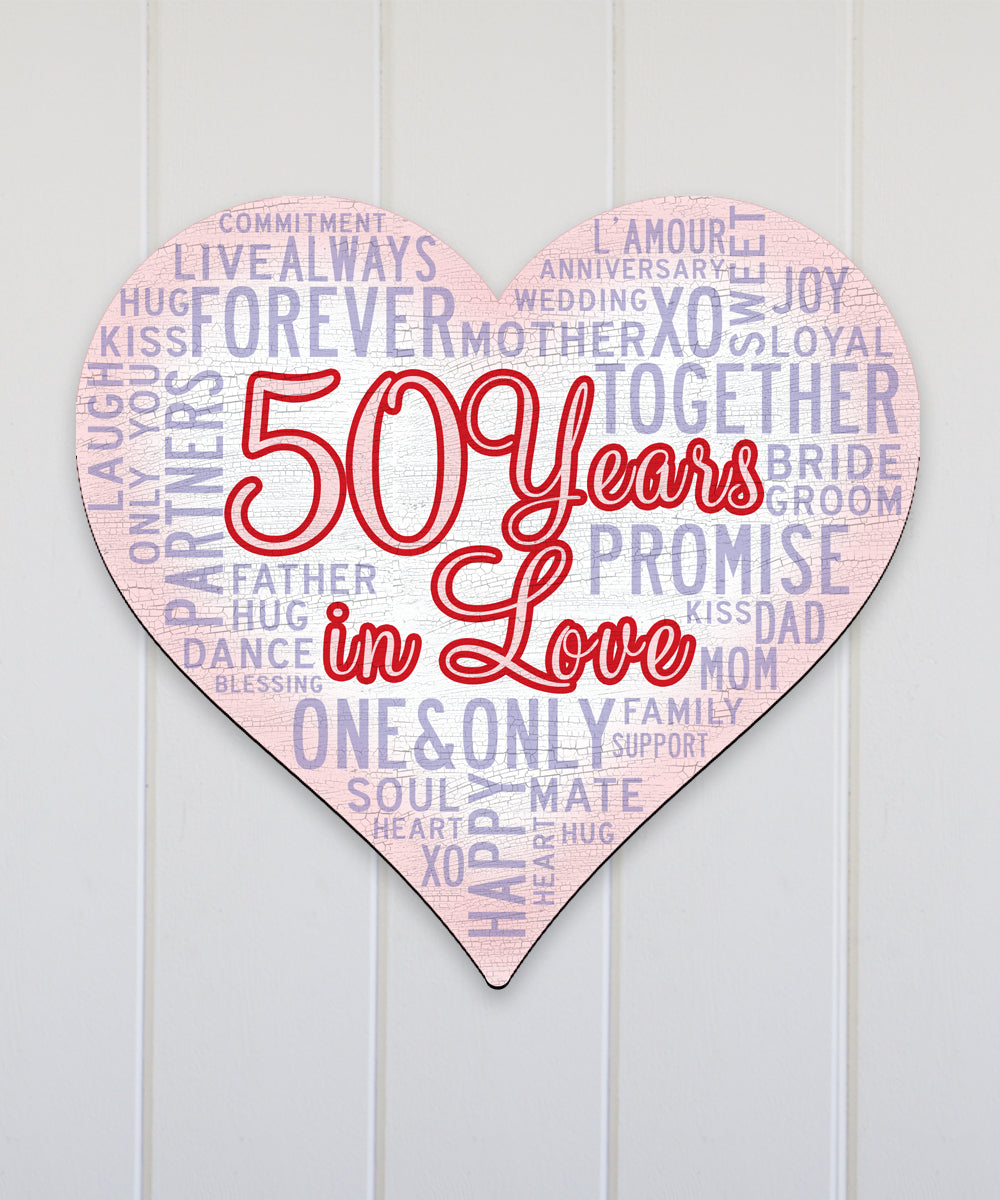 Golden Anniversary Heart "Years in Love" Holiday Door Decor by G. DeBrekht - Love Family Kids Decor - 8198736-3H