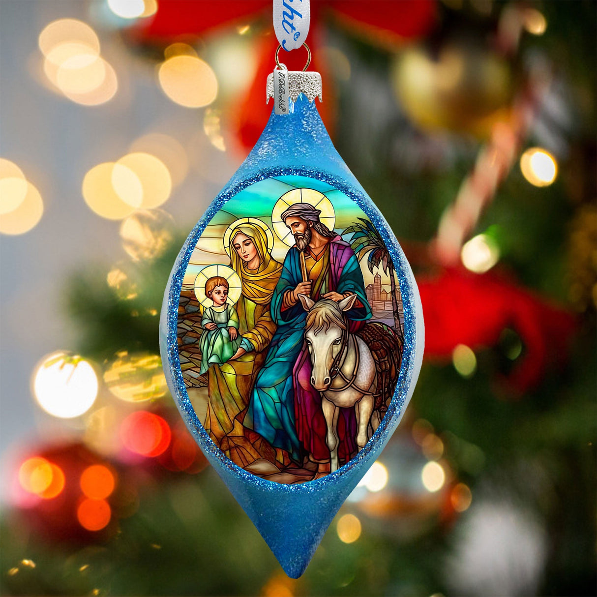 Holy Family Drop Glass Ornament by G. Debrekht - Nativity Holiday Decor - 757-054