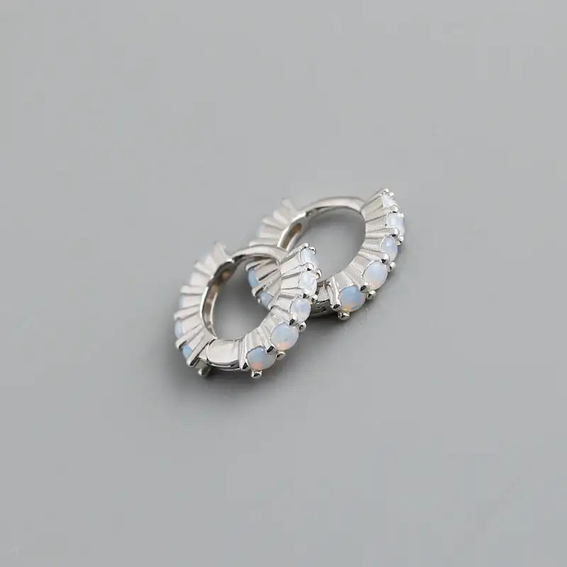 Circle-shaped Diamond Colorful Crystals Opal Zircon S925 Sterling Silver Earrings - Lootquake