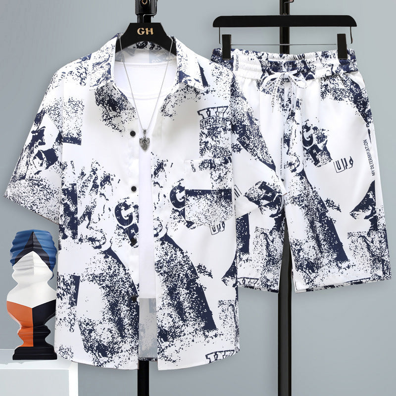 Men's Short-sleeved Suit Youth Student Leisure Sports Cool Shorts Two-piece Set - Lootquake