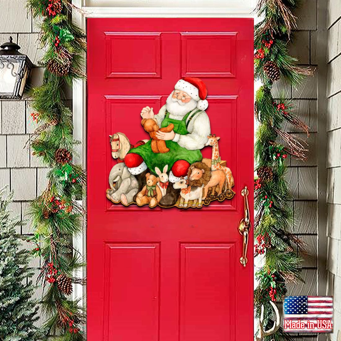Merry Christmas Santa Door Decor By Susan Winget - Christmas Santa and Snowman Decoration