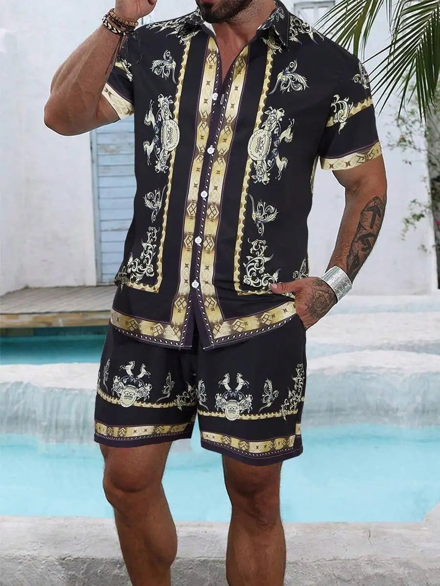 3D Digital Printing Men's Casual Loose Shirt Shorts - Lootquake